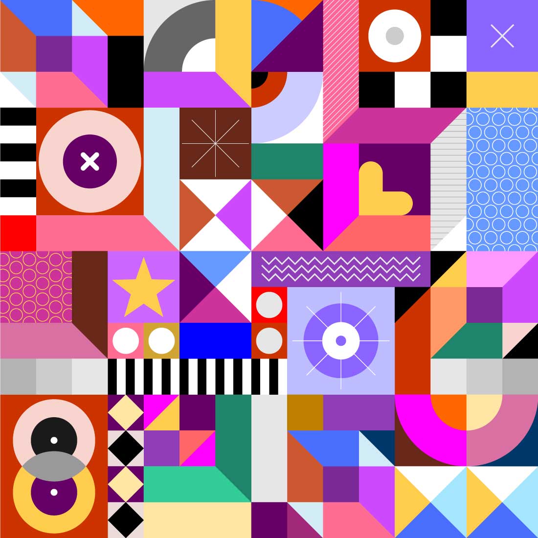 Colored Abstract Geometric Design in Vector preview image.