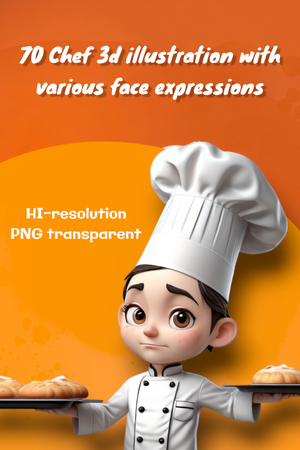 70 Chef 3d illustration with various face expressions pinterest preview image.