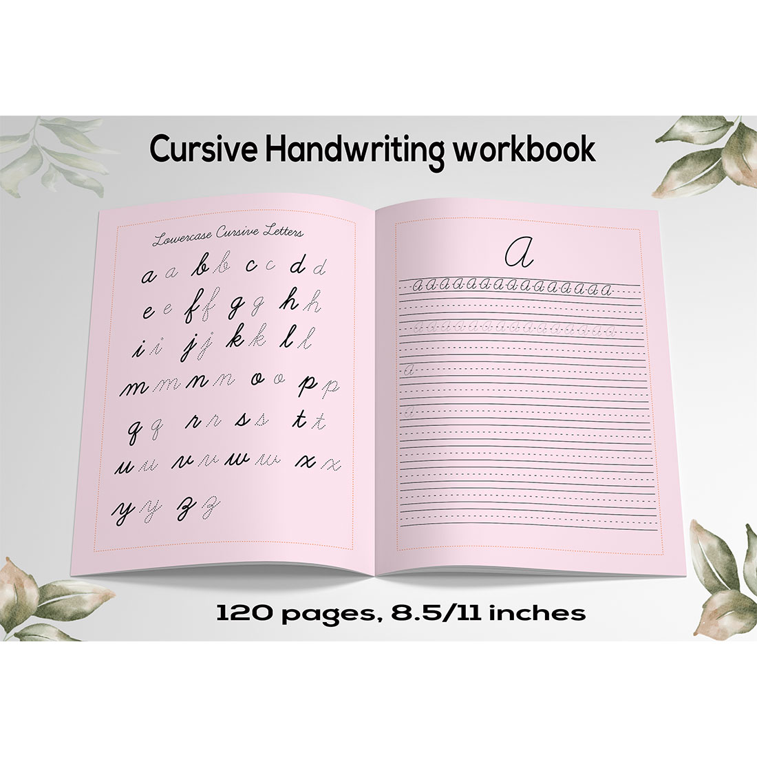 Cursive Handwriting workbook preview image.