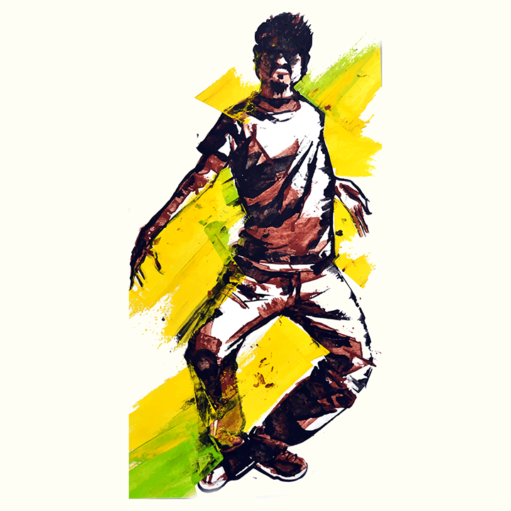 Man, dancing street dance in urban hip-hop style, Dancer jumping and dancing break dance, young hip-hop dancer illustration style preview image.