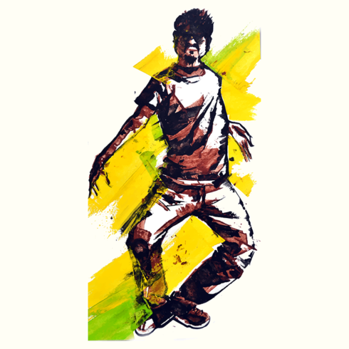 Man, dancing street dance in urban hip-hop style, Dancer jumping and dancing break dance, young hip-hop dancer illustration style cover image.