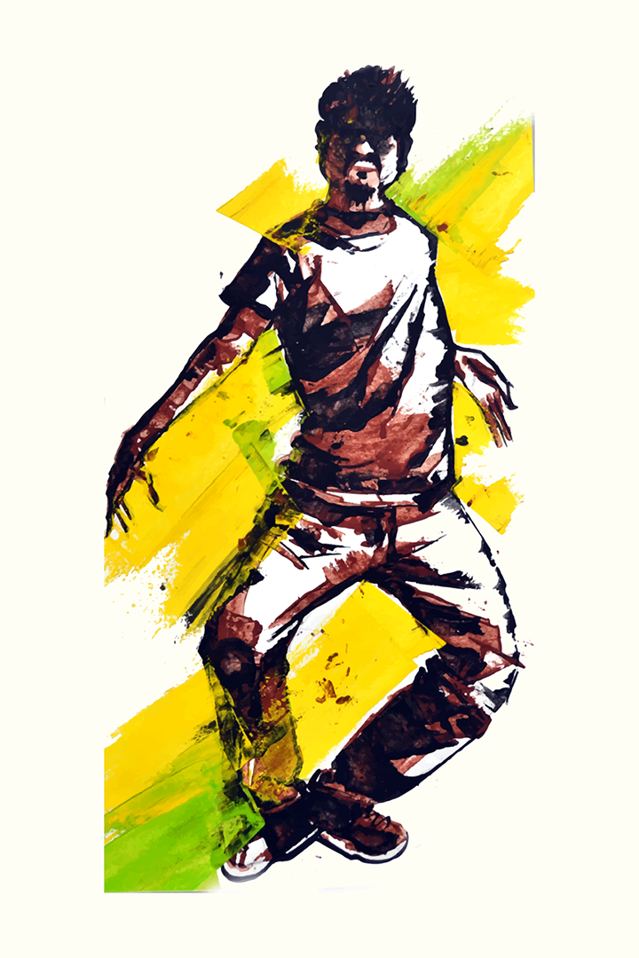 Man, dancing street dance in urban hip-hop style, Dancer jumping and dancing break dance, young hip-hop dancer illustration style pinterest preview image.