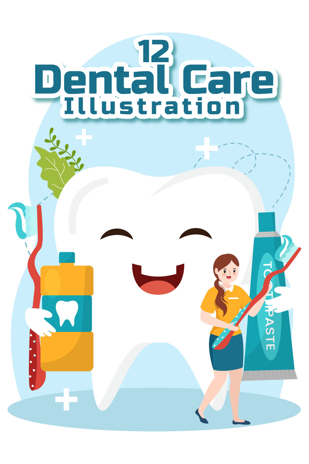 12 Dental Care Illustration pinterest preview image.