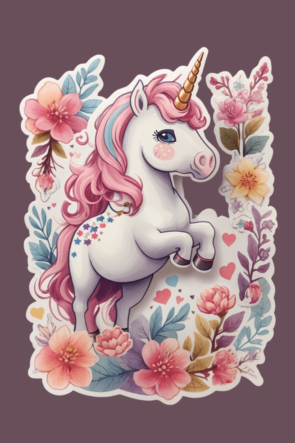 Cute Unicorns Stickers Printable pinterest preview image.