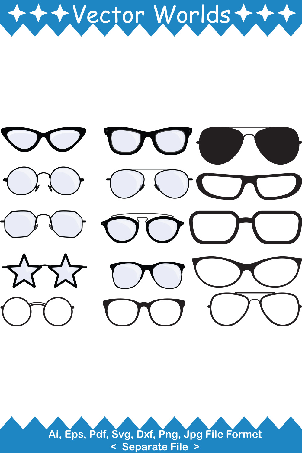 Glasses SVG Vector Design pinterest preview image.