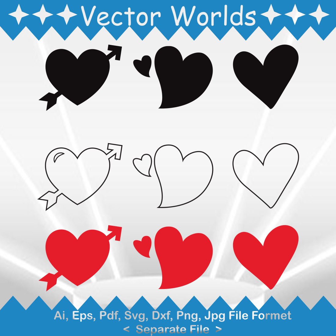 Heart Love SVG Vector Design preview image.