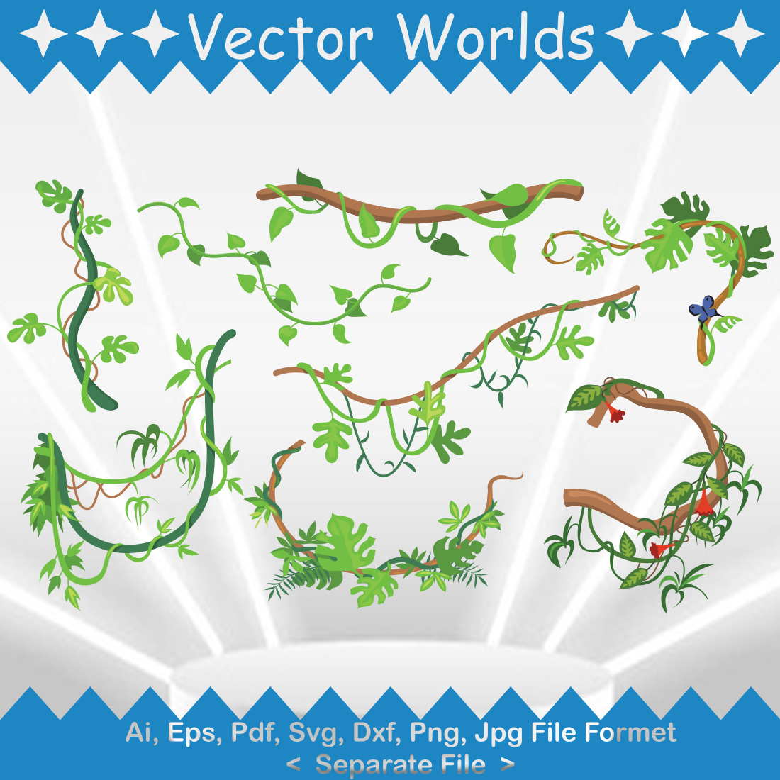 Jungle Plant SVG Vector Design preview image.