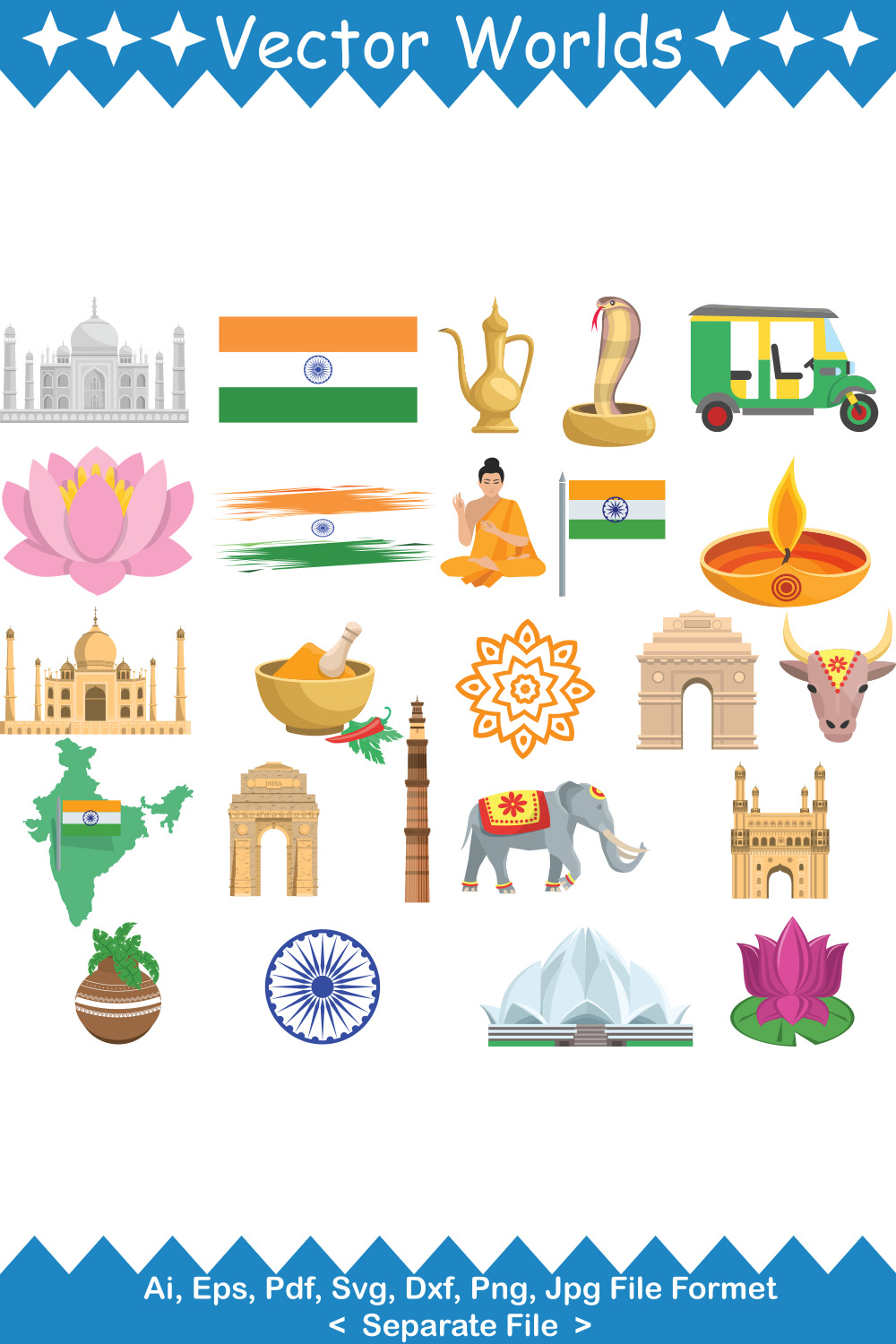 India Country Symbol SVG Vector Design pinterest preview image.