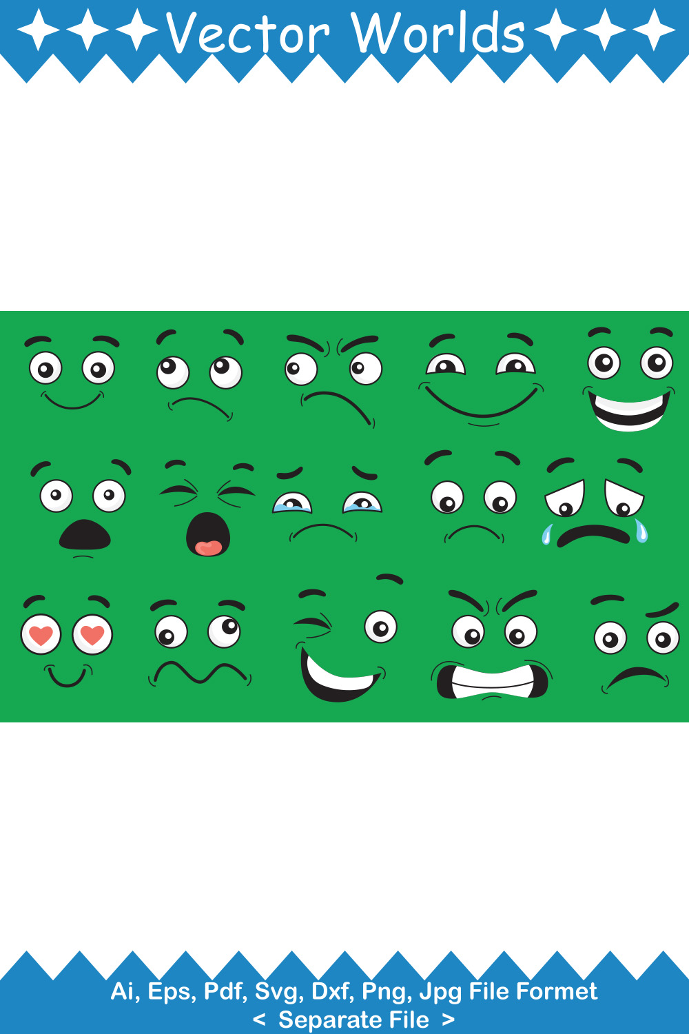 Cartoon Face SVG Vector Design pinterest preview image.