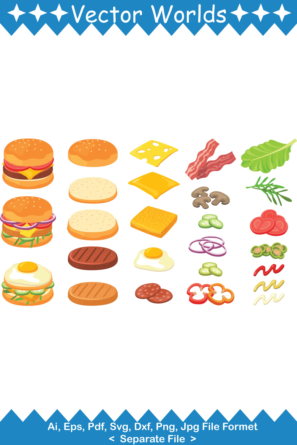 Burger SVG Vector Design pinterest preview image.