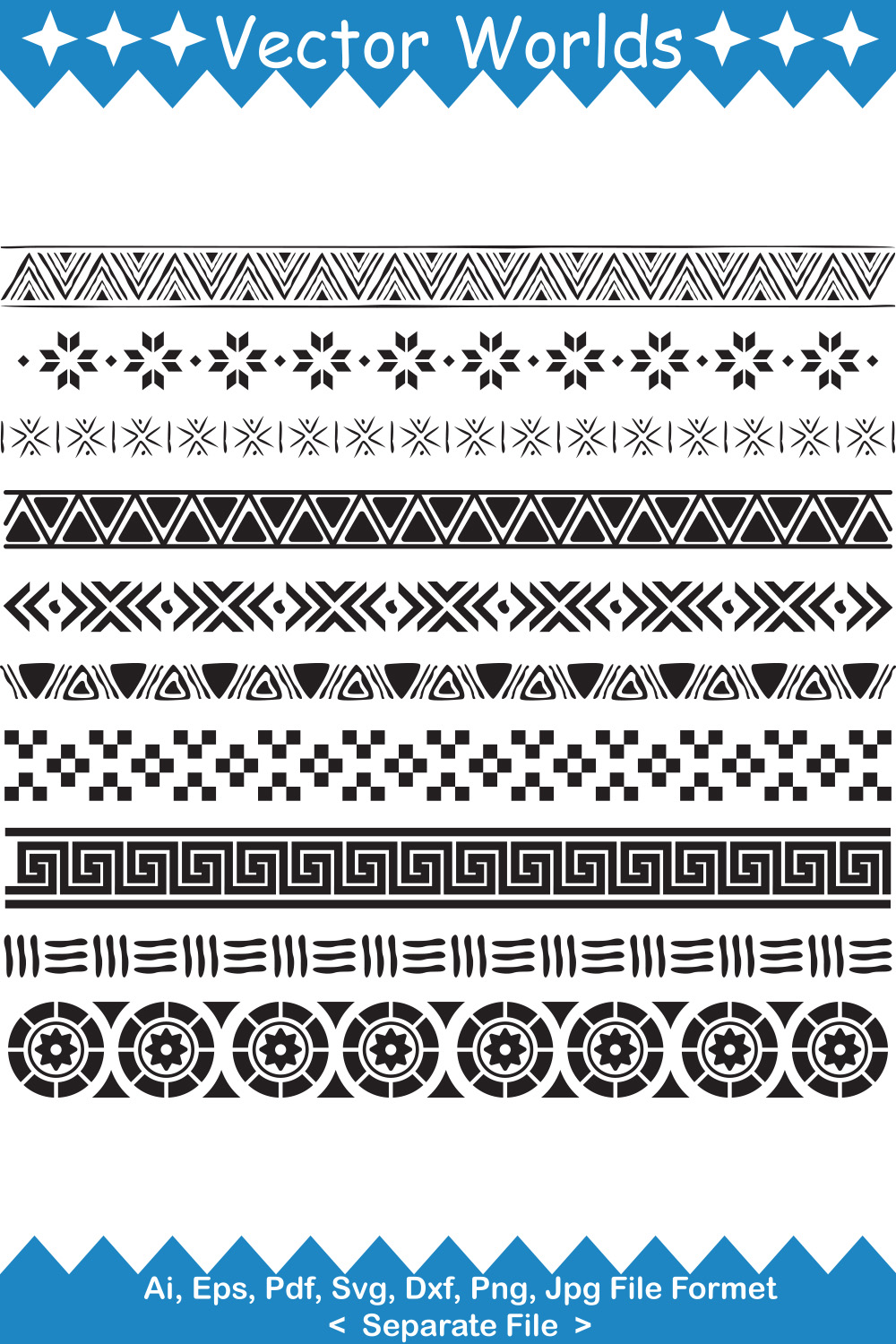 Aztec Border SVG Vector Design pinterest preview image.