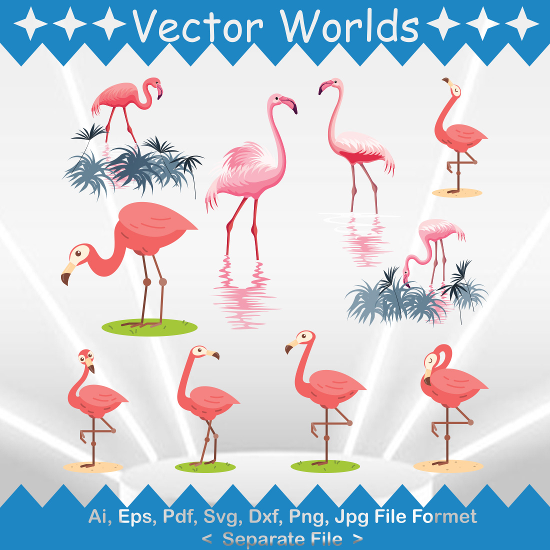 Flamingos SVG Vector Design preview image.