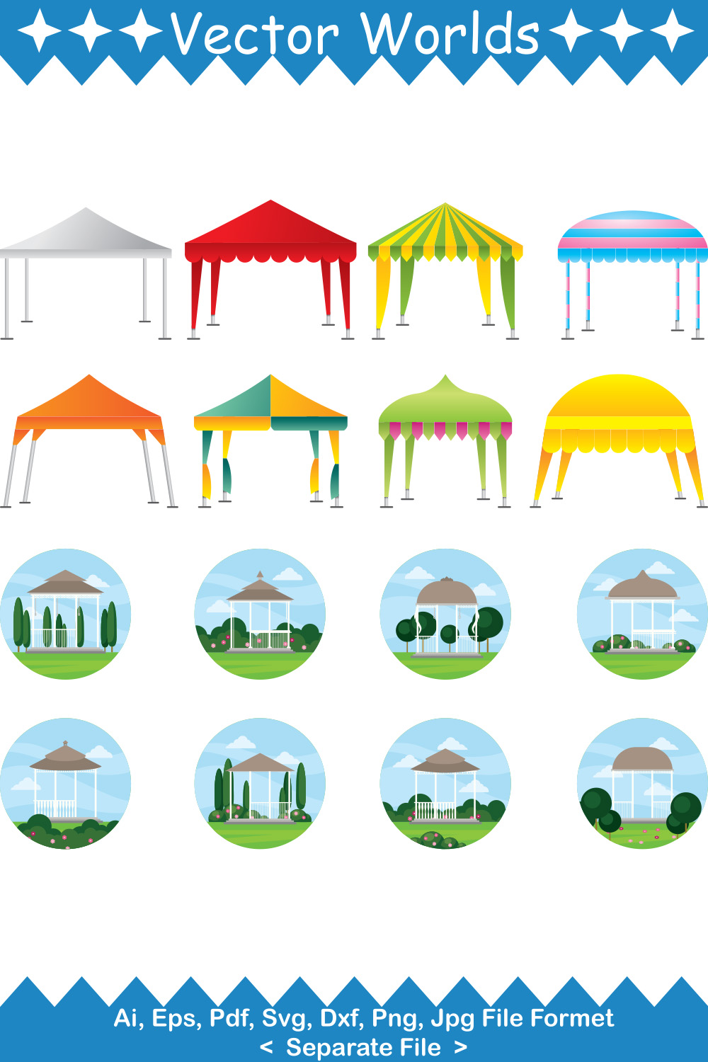 Gazebo SVG Vector Design pinterest preview image.