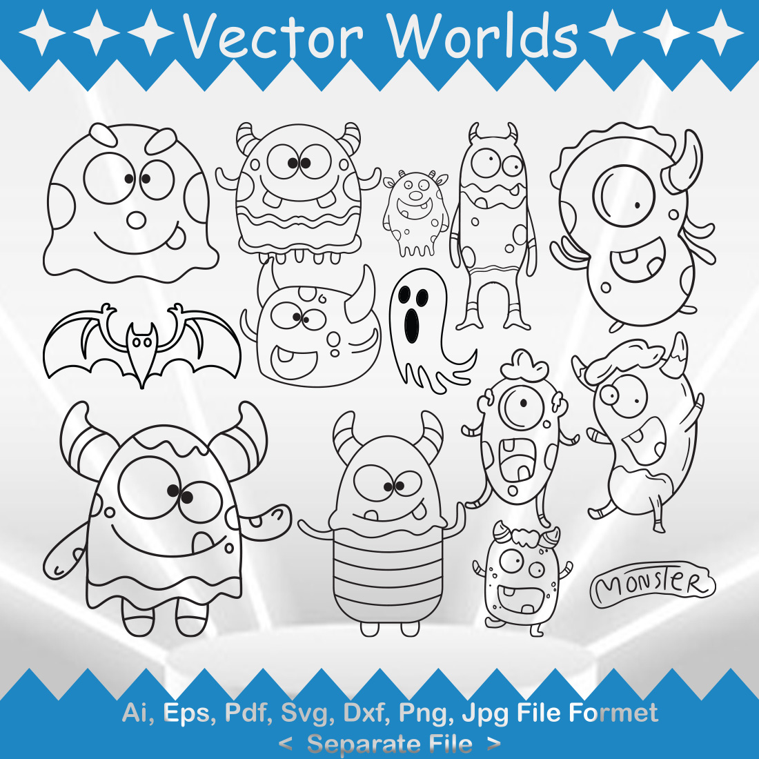 Friendly Monster SVG Vector Design preview image.