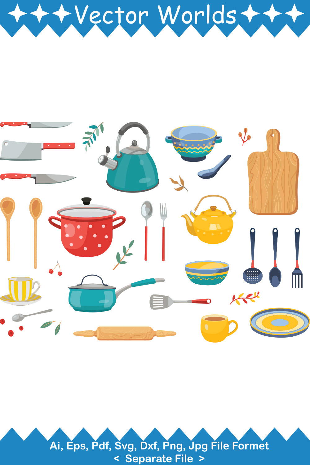 Kitchen SVG Vector Design pinterest preview image.