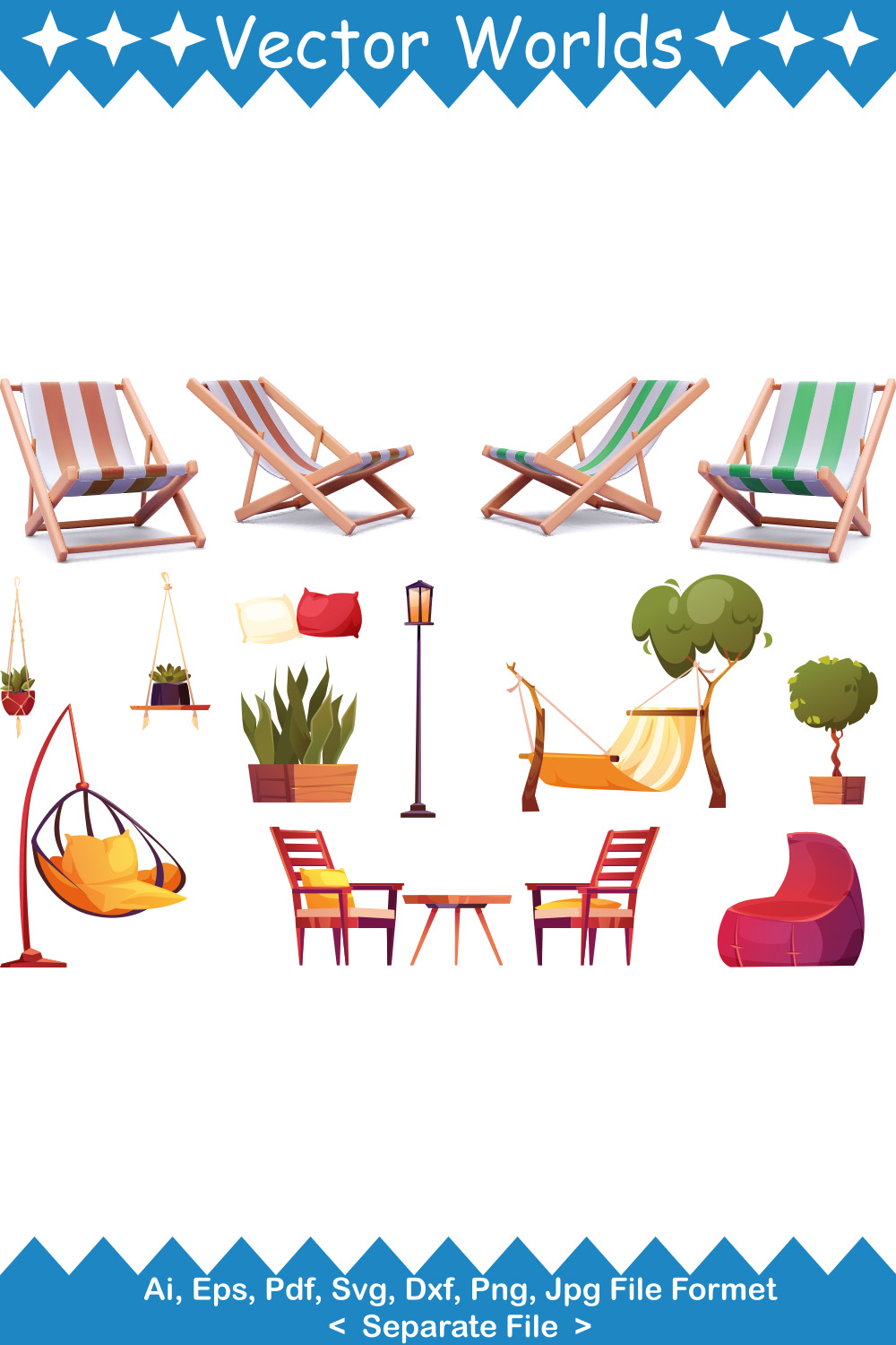 Adirondack Chair SVG Vector Design pinterest preview image.