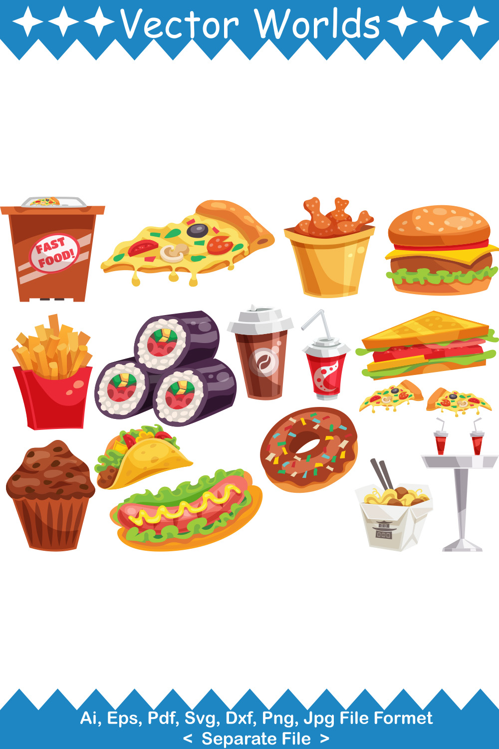 Fast Food SVG Vector Design pinterest preview image.