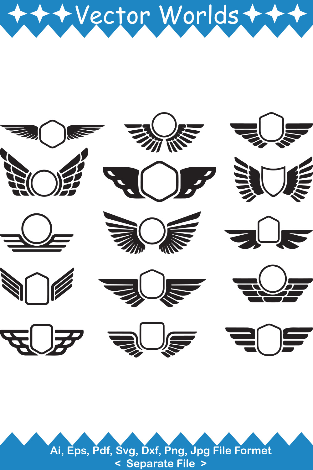 Flying Bird Shield SVG Vector Design pinterest preview image.