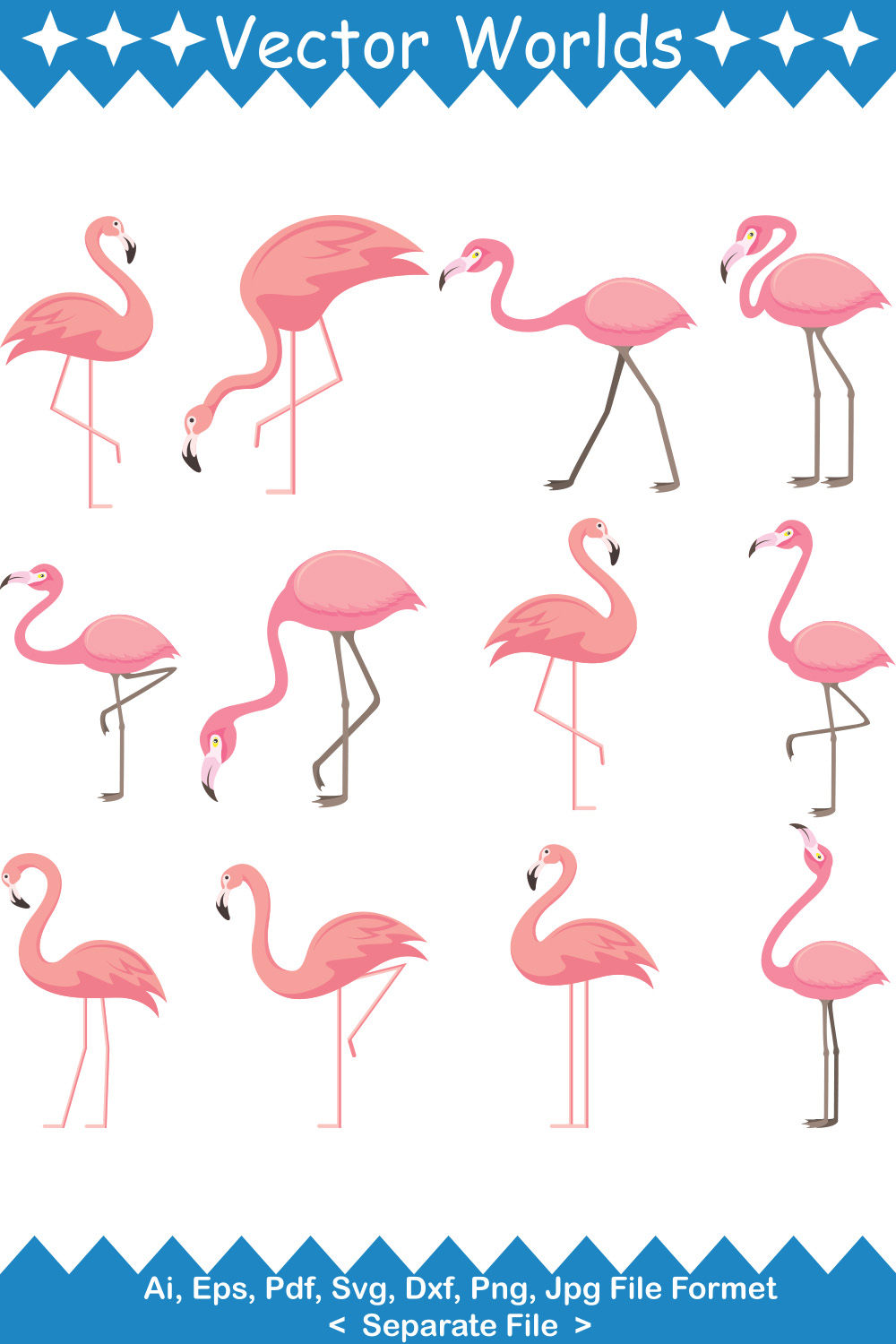 Flamingos SVG Vector Design pinterest preview image.