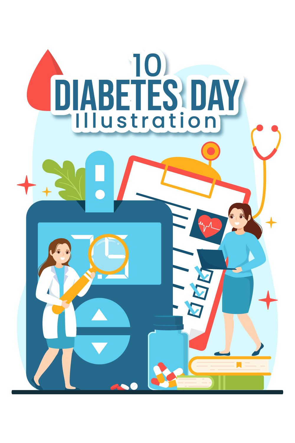 10 World Diabetes Day Illustration pinterest preview image.
