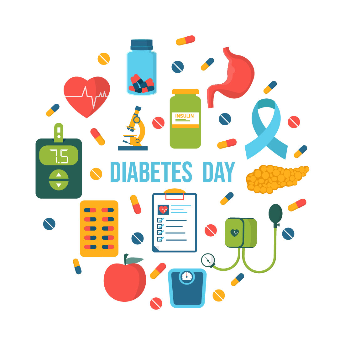 10 World Diabetes Day Illustration preview image.