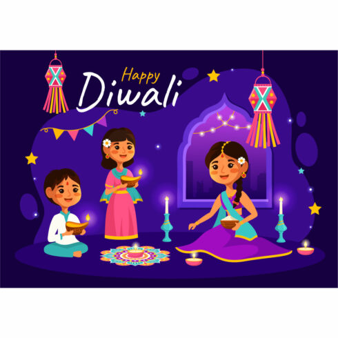 14 Happy Diwali Hindu Illustration cover image.