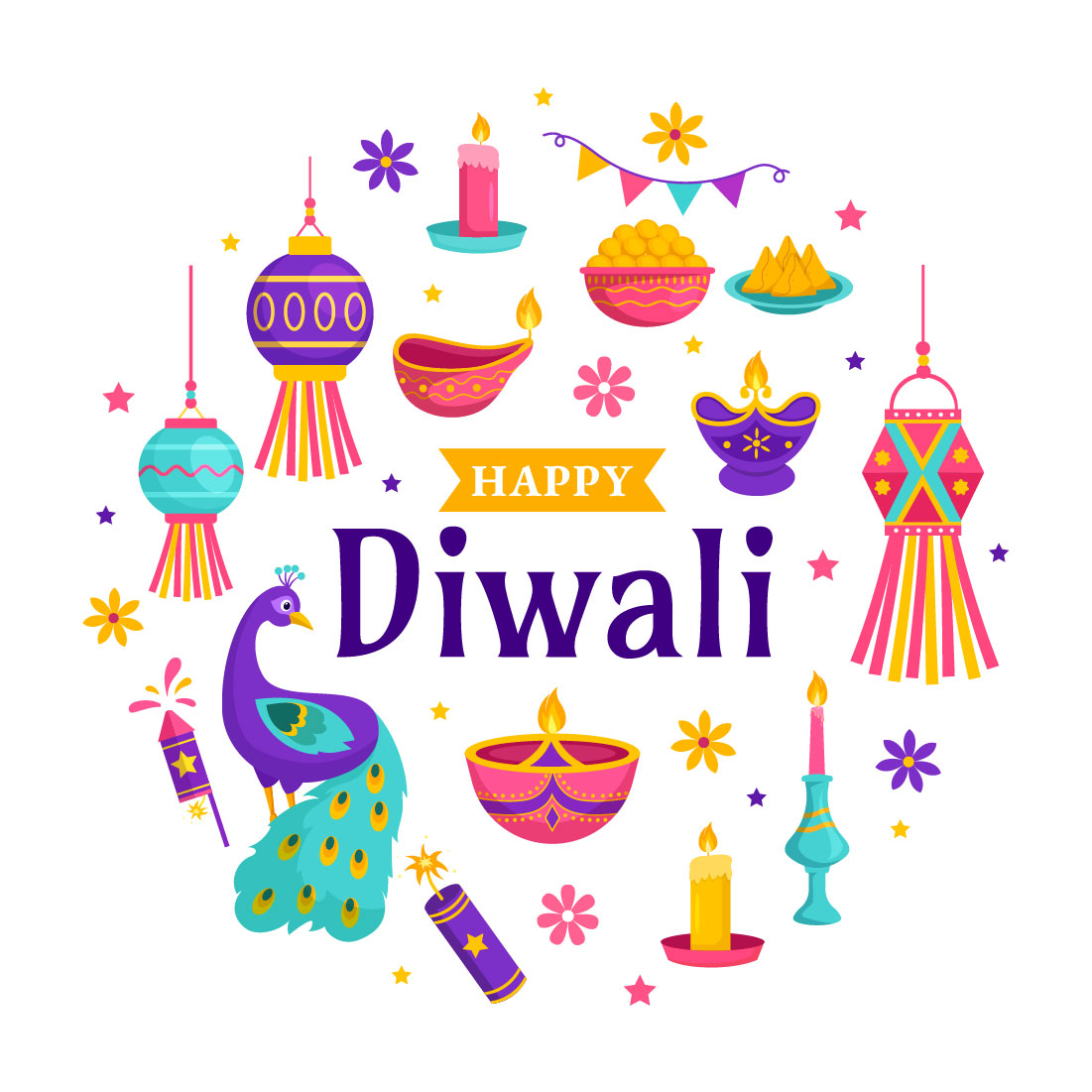 14 Happy Diwali Hindu Illustration preview image.
