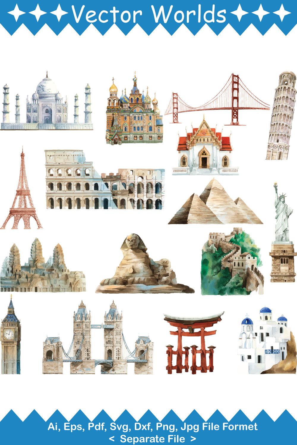 Landmarks SVG Vector Design pinterest preview image.