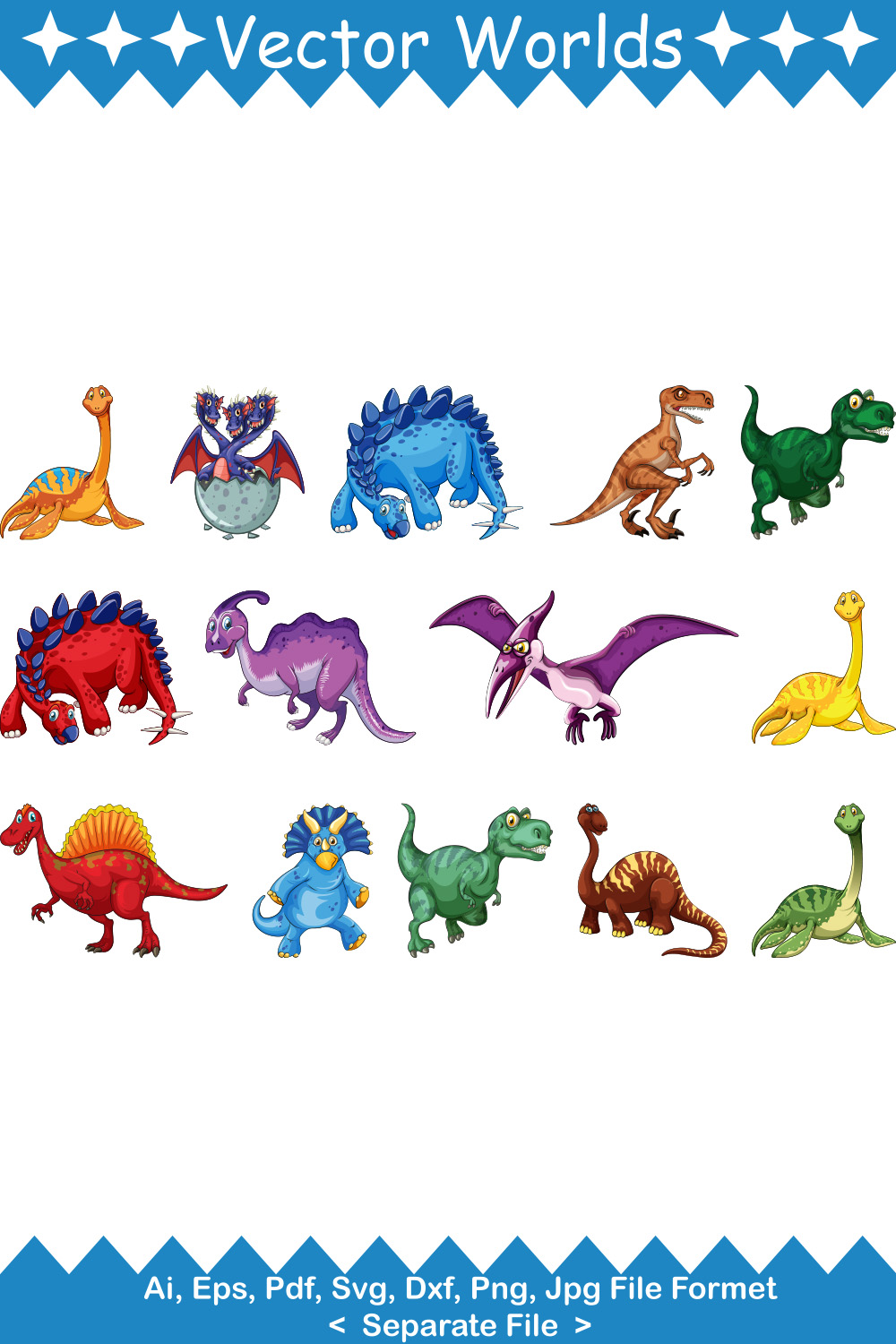 Dinosaur SVG Vector Design pinterest preview image.