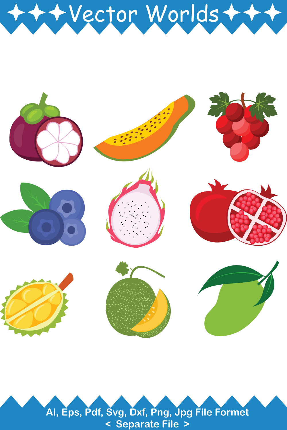 Fresh Fruit SVG Vector Design pinterest preview image.