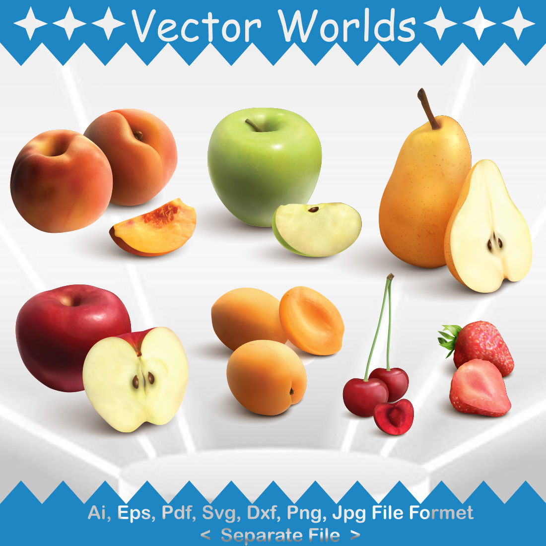 Fresh Fruit SVG Vector Design preview image.