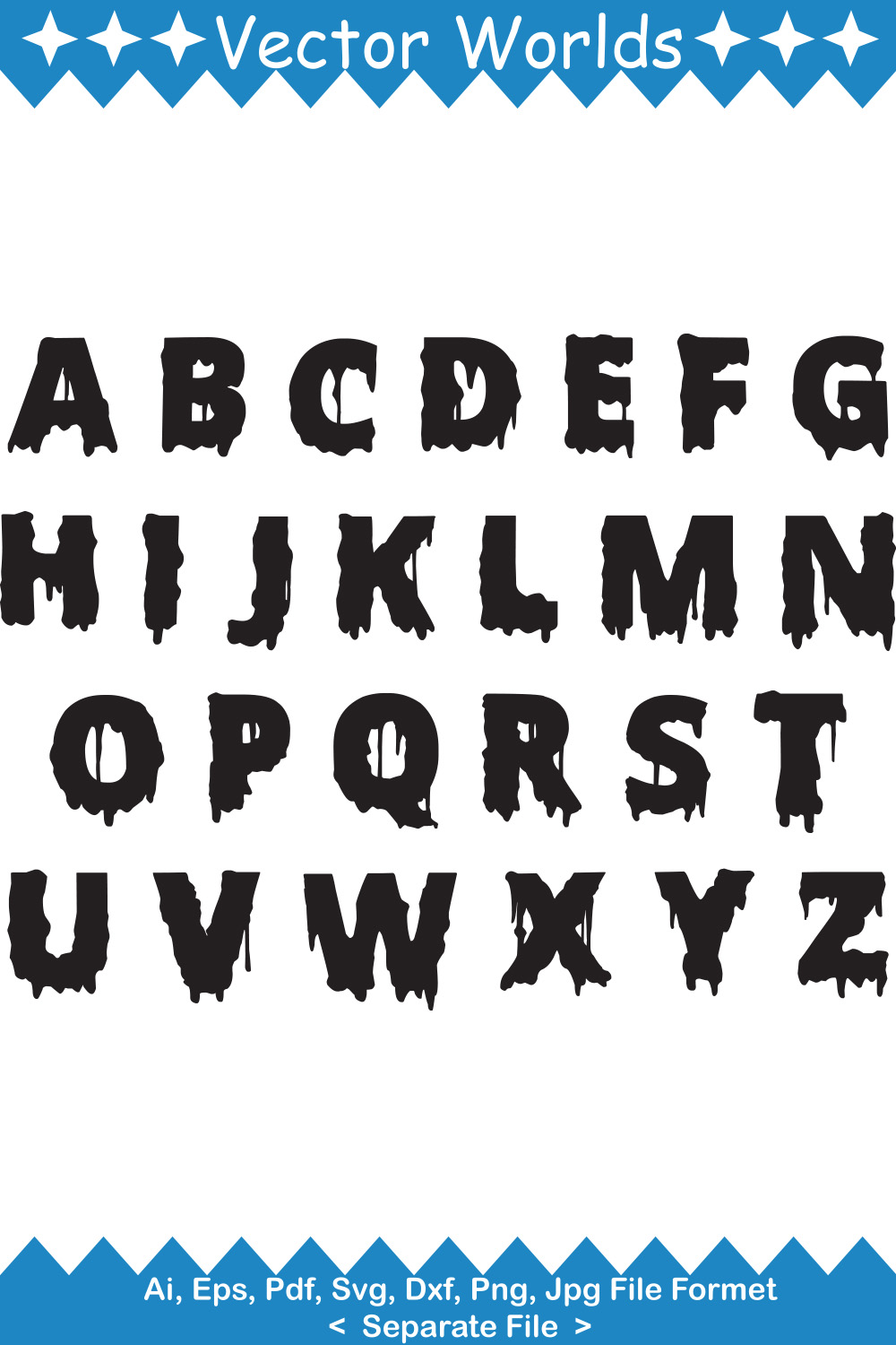 Halloween Font Alphabet SVG Vector Design pinterest preview image.