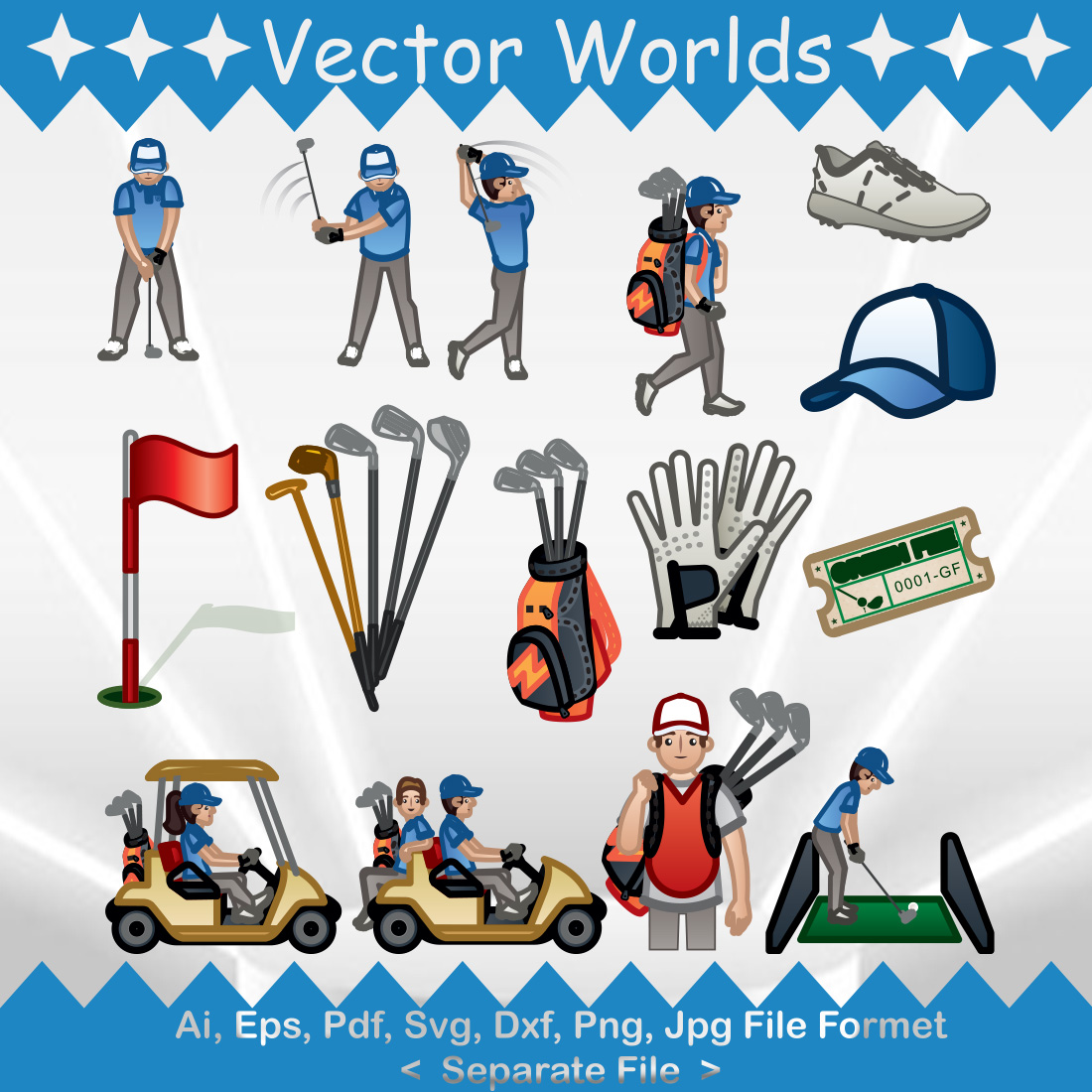 Golf Elements SVG Vector Design preview image.