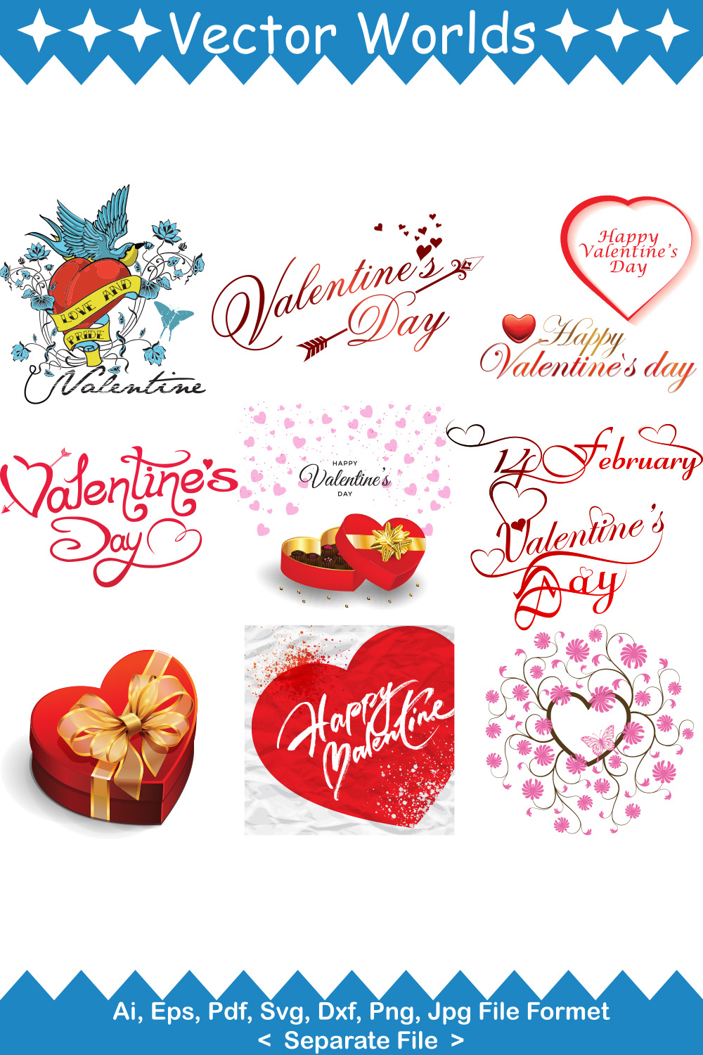 Happy Valentine Day SVG Vector Design pinterest preview image.