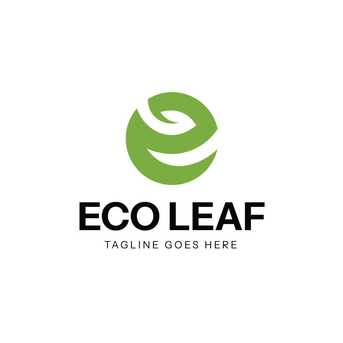 Eco Leaf Letter E Logo design preview image.