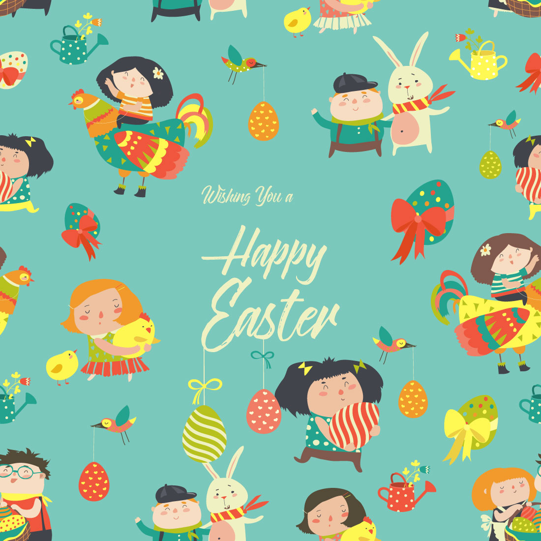 Easter Theme Seamless Pattern in Vector preview image.