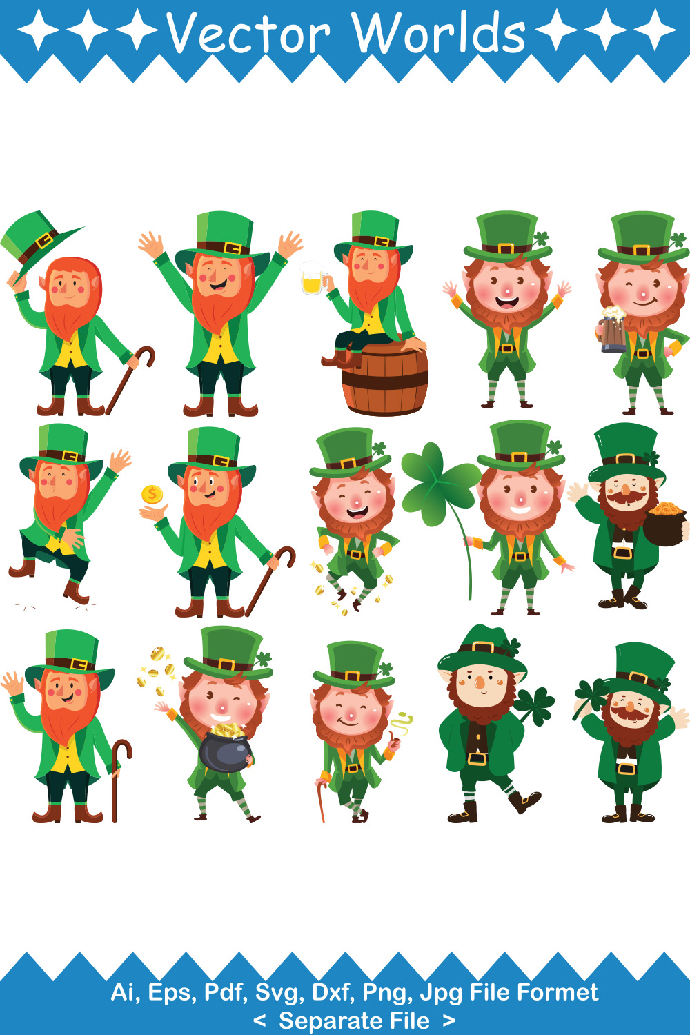 Leprechaun SVG Vector Design pinterest preview image.