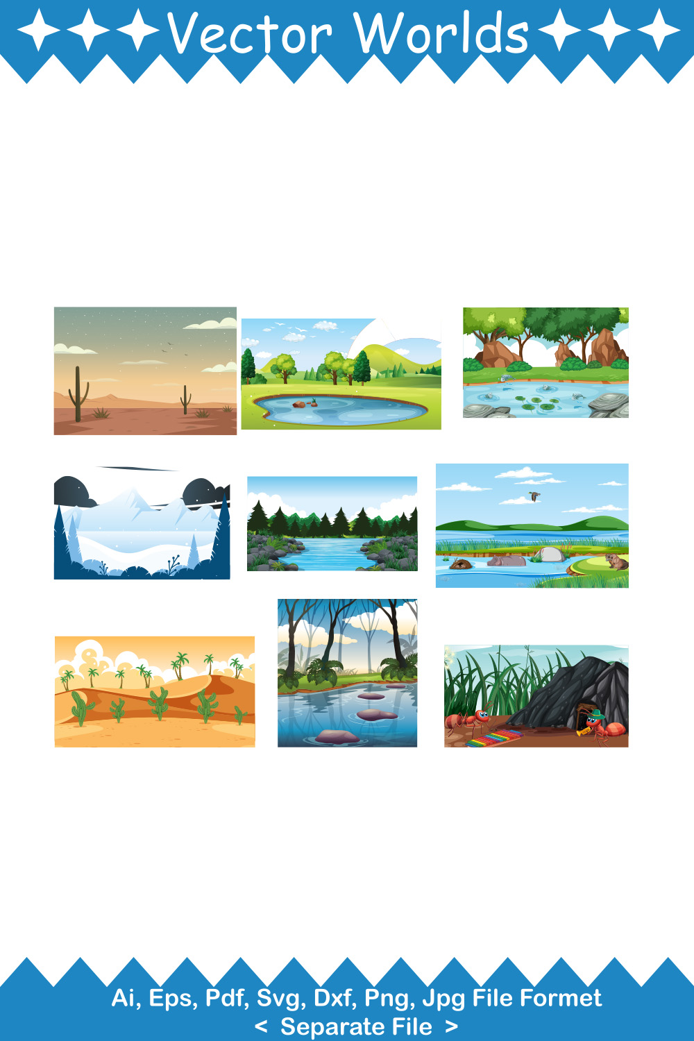 Lake Scenery SVG Vector Design pinterest preview image.