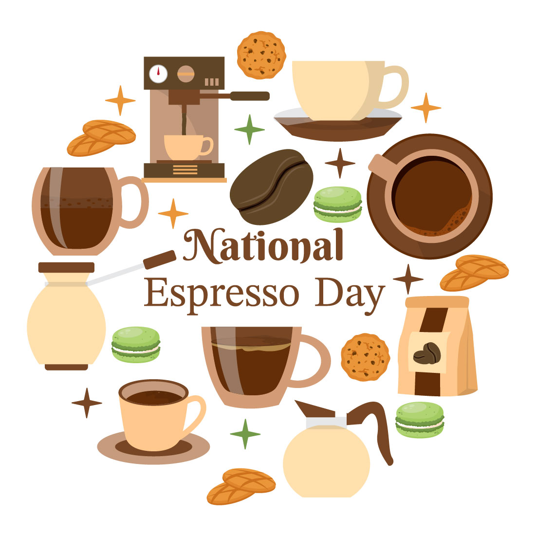 10 National Espresso Day Illustration preview image.