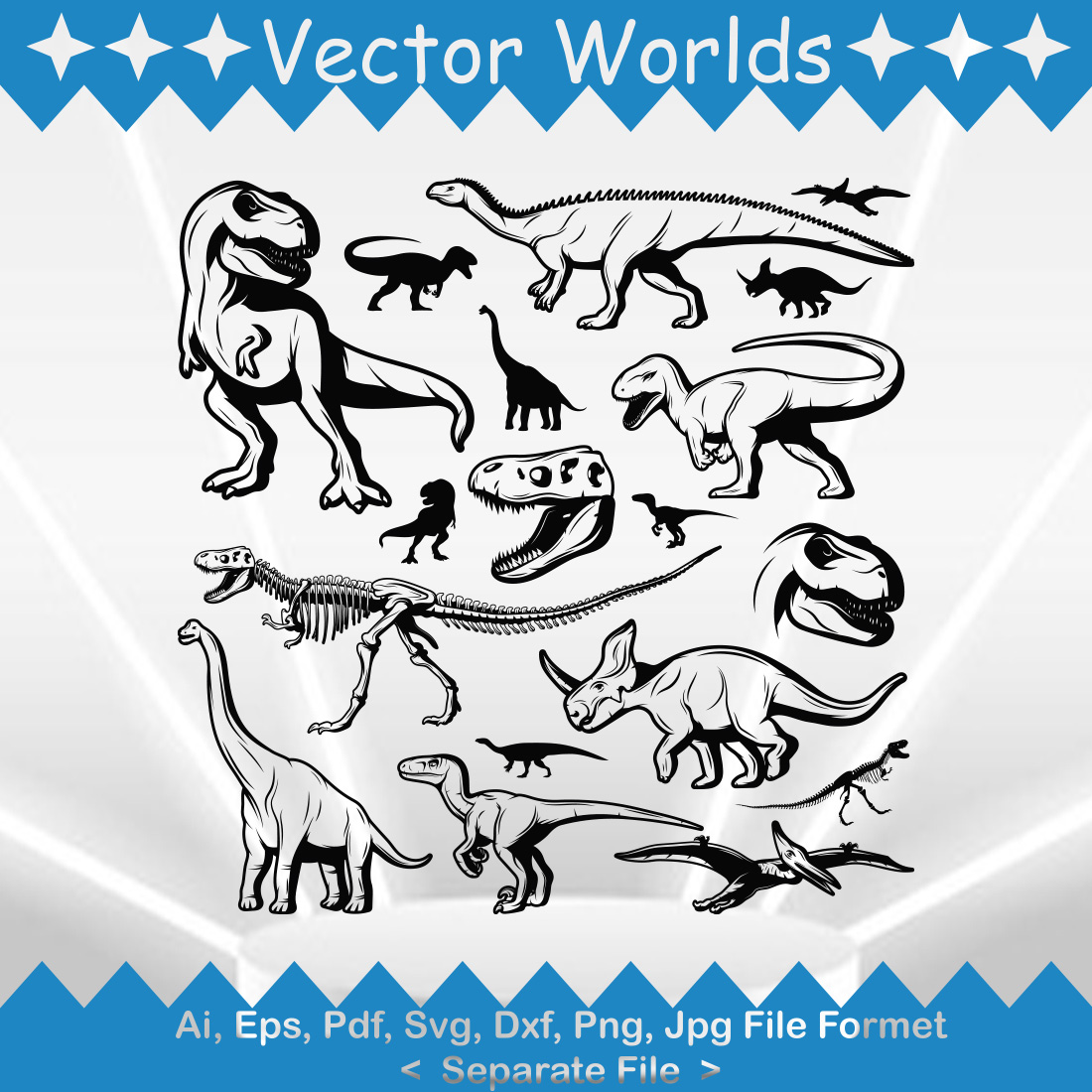 Dinosaurs Collection SVG Vector Design preview image.