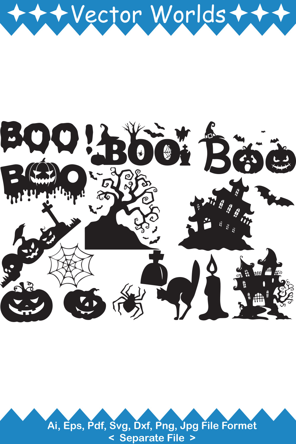 Boo SVG Vector Design pinterest preview image.