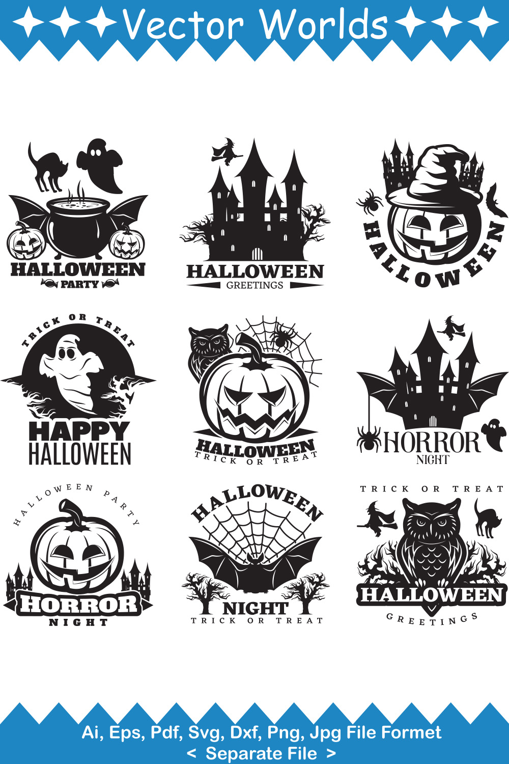 Halloween SVG Vector Design pinterest preview image.