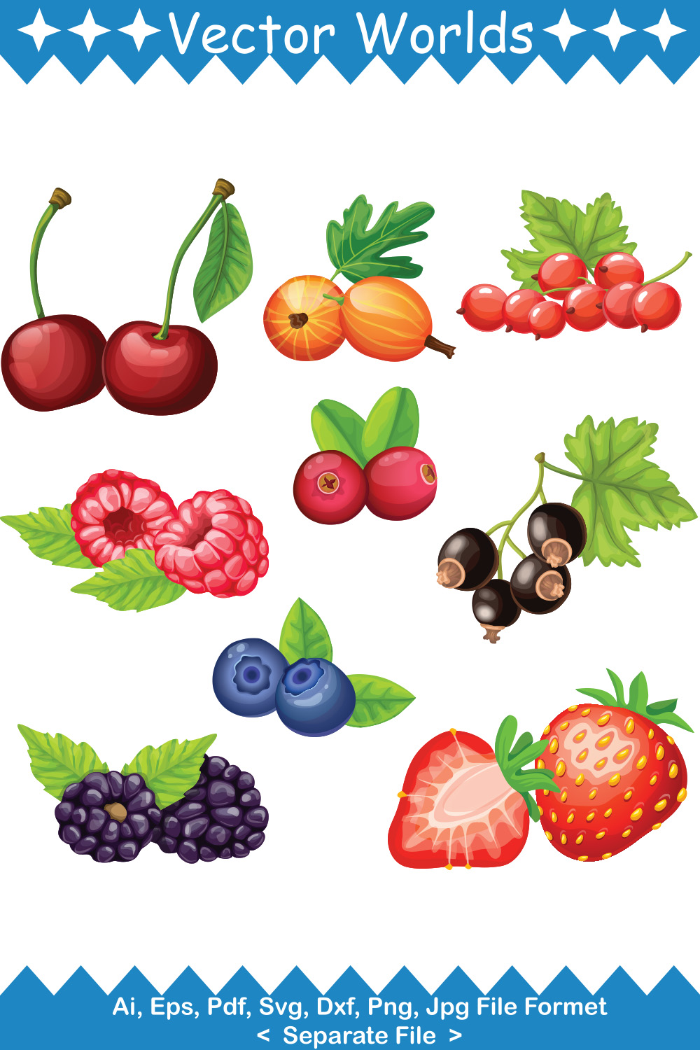 Berries SVG Vector Design pinterest preview image.