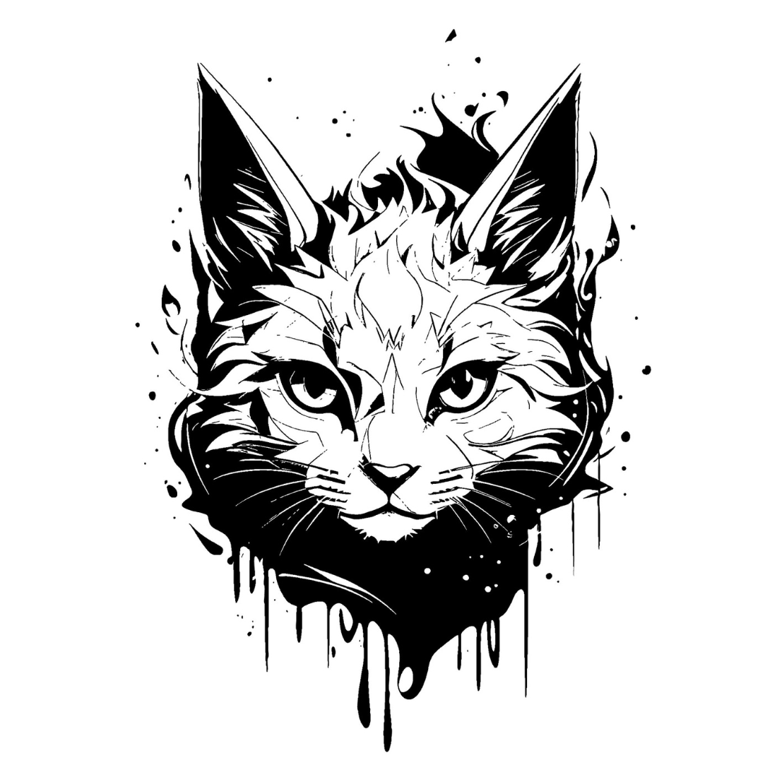 cyber cat logo illustrations preview image.