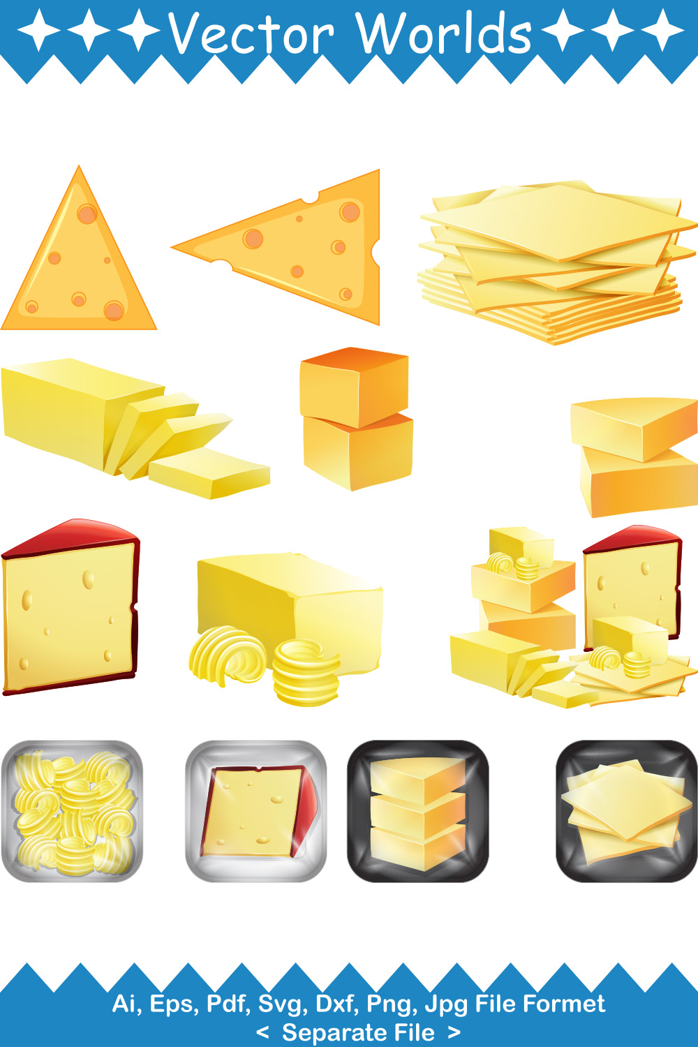 Cheese SVG Vector Design pinterest preview image.