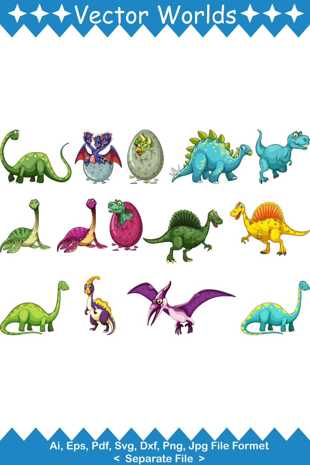 Dinosaur SVG Vector Design pinterest preview image.