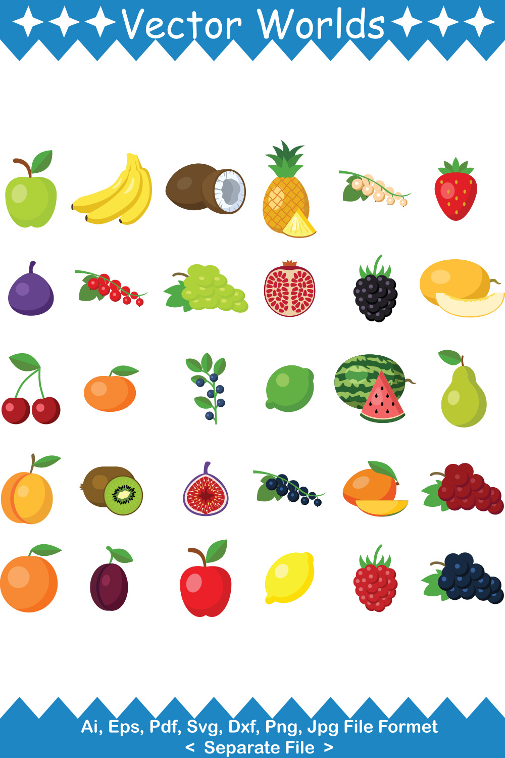 Fruits Food SVG Vector Design pinterest preview image.