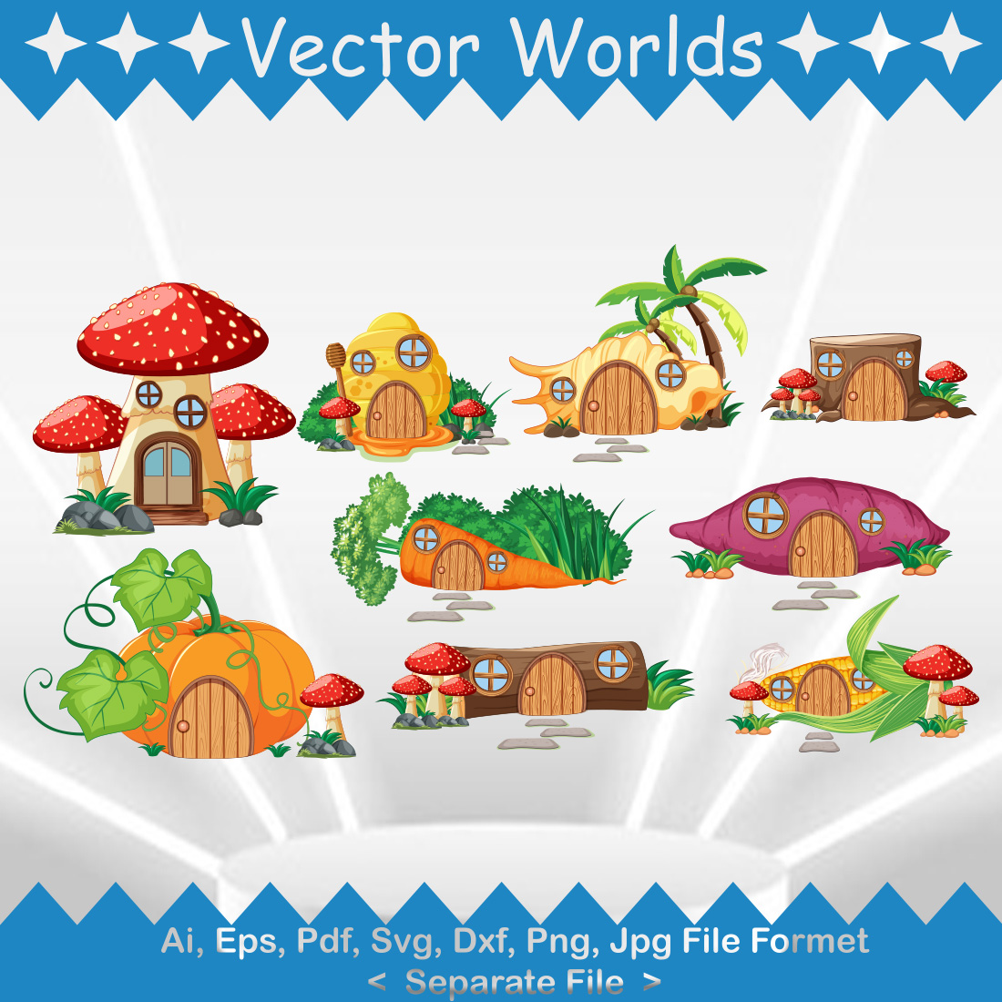 Fairy Tale House SVG Vector Design preview image.