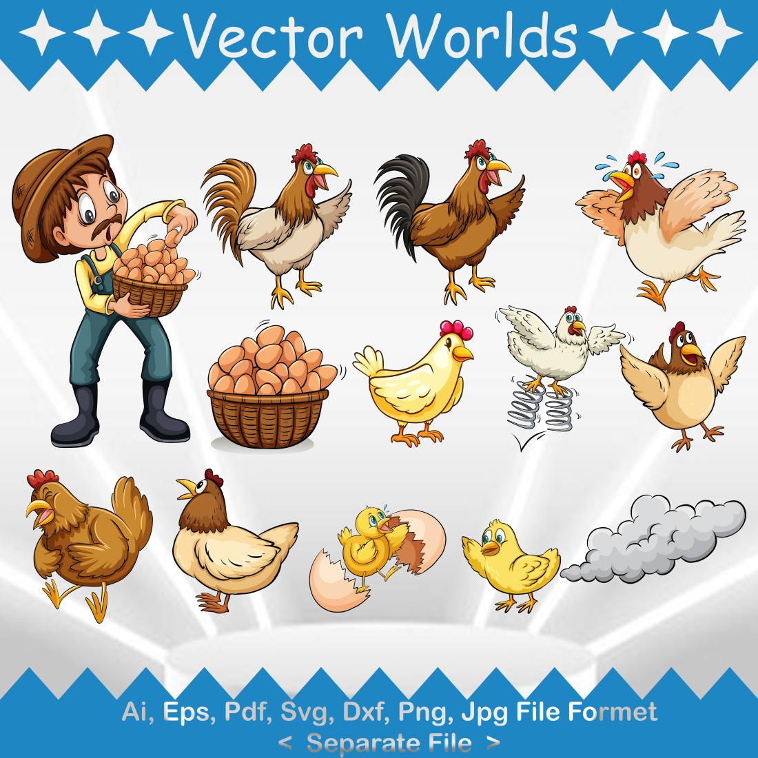 Chickens Farm SVG Vector Design cover image.