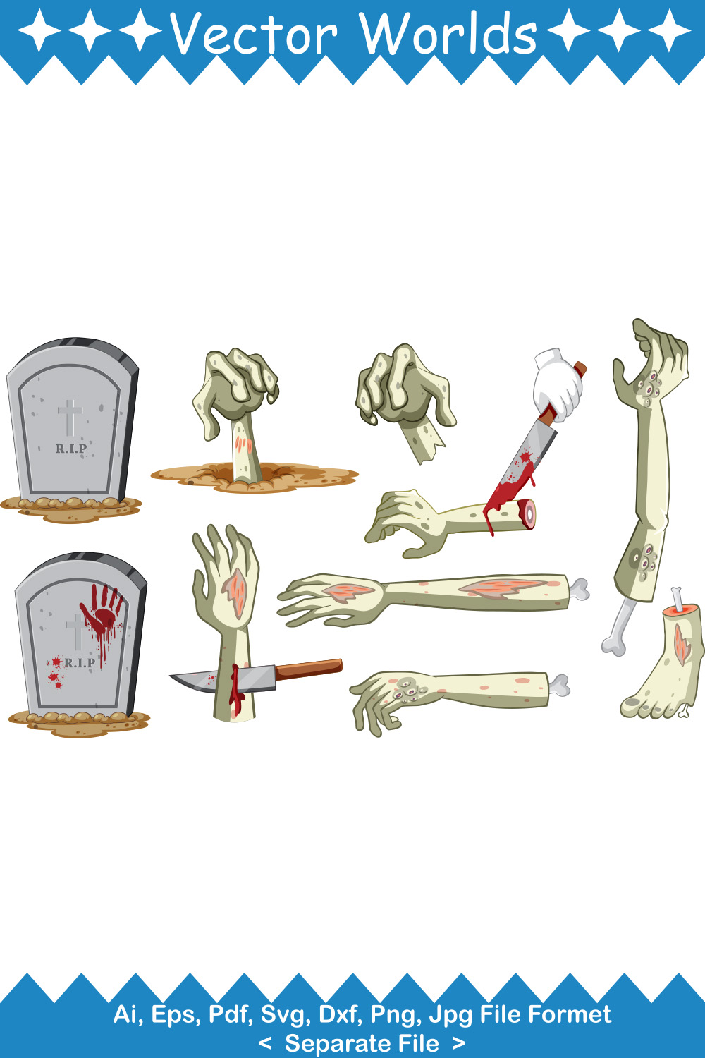 Halloween Zombie SVG Vector Design pinterest preview image.